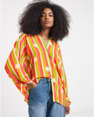 The Celebrity Traitors S02 Sharon Rooney Striped Daisy Shirt - view 2