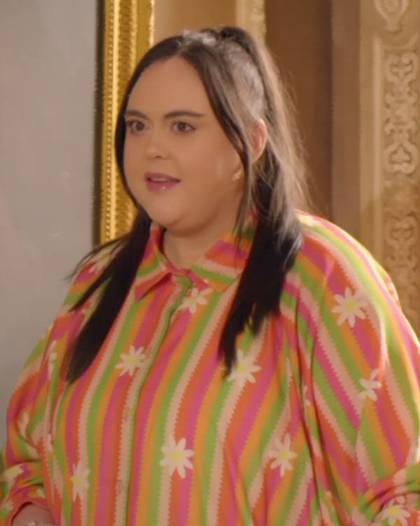 The Celebrity Traitors S02 Sharon Rooney Striped Daisy Shirt
