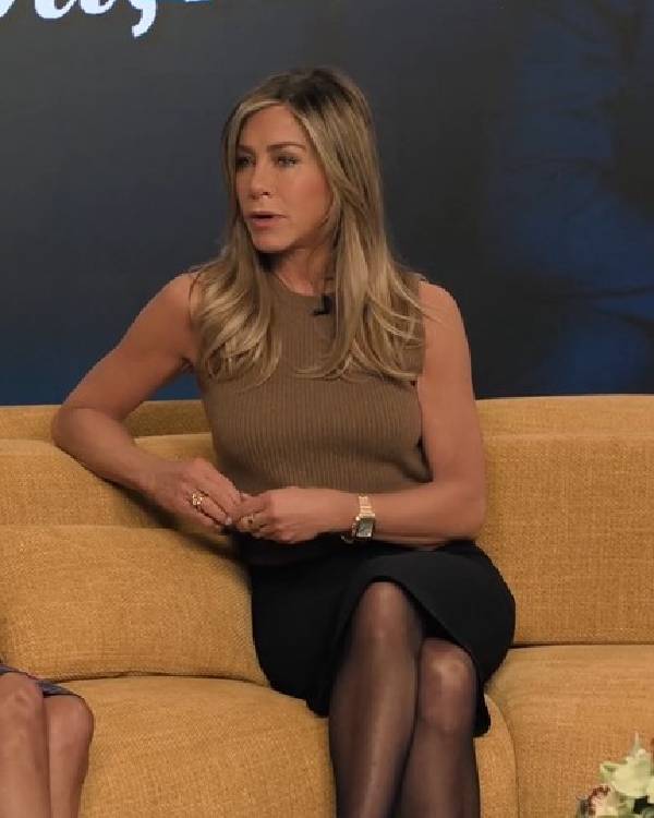 The Morning Show Jennifer Aniston Brown Sleeveless Sweater