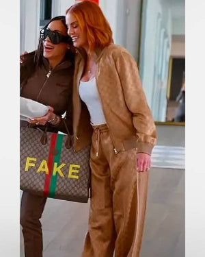 The Real Housewives of Salt Lake City Whitney Rose Brown Satin Tracksuit