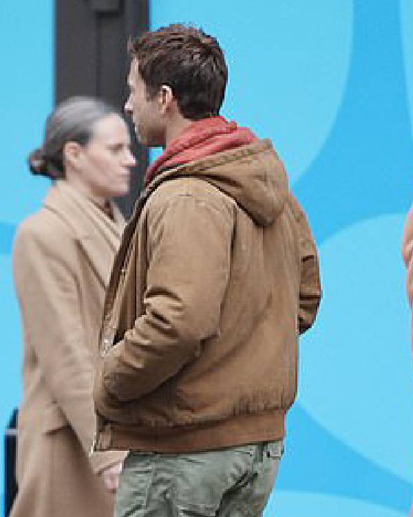 The Running Man Glen Powell Brown Hooded Jacket
