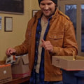 The Spirit of Christmas Station Chase Garland Brown Leather Jacket