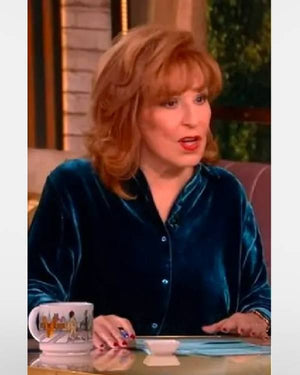 The View Joy Behar Blue Velvet Blouse