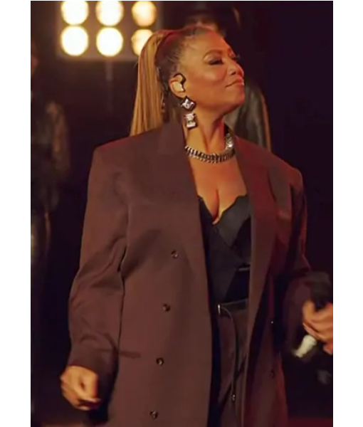 The Voice Queen Latifah Brown Double Breasted Blazer