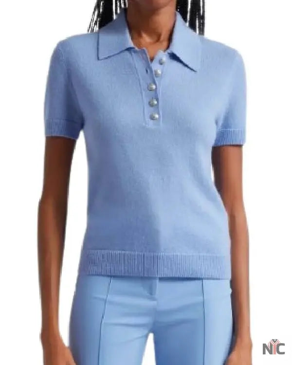 The Waterfront S01 Mae Buckley Blue Polo Top