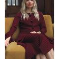 War S01 Sienna Miller Burgundy Ribbed Knit Cardigan
