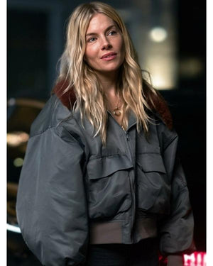 War S01 Sienna Miller Fur Collar Bomber Jacket