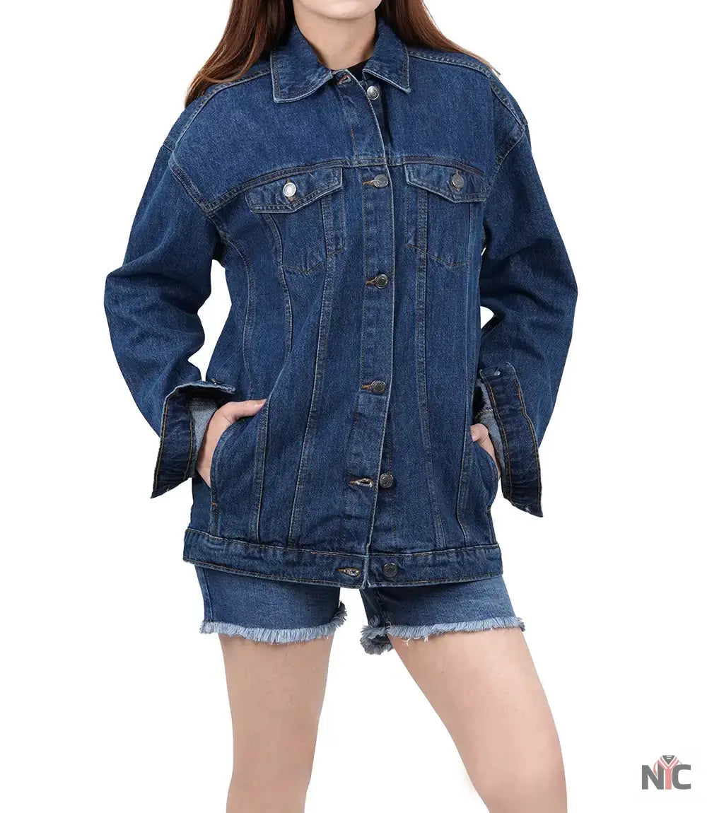 Women's Mid Blue Oversized Denim Jacket