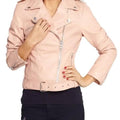 Women’s Baby Pink Asymmetrical Leather Jacket