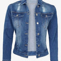 Womens Mid Blue Trucker Style Denim Jacket