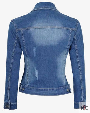 Womens Mid Blue Trucker Style Denim Jacket