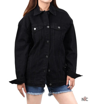 Womens Oversized Black Denim Jacket