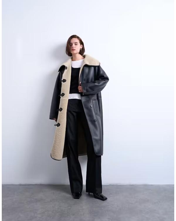 Ted Lasso S04 Tracey Ullman Black Longline Leather Coat - view 2