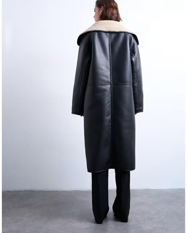 Ted Lasso S04 Tracey Ullman Black Longline Leather Coat - view 3