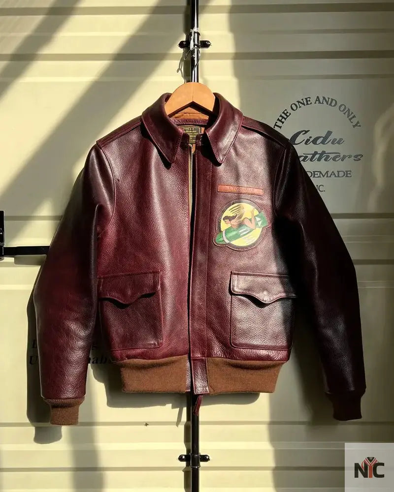 A-2 Aviator Burgundy Bomber Flight Jacket