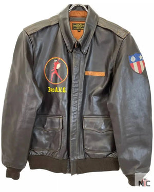 Avirex Inspired American Volunteer Group Horsehide A-2 Brown Jacket