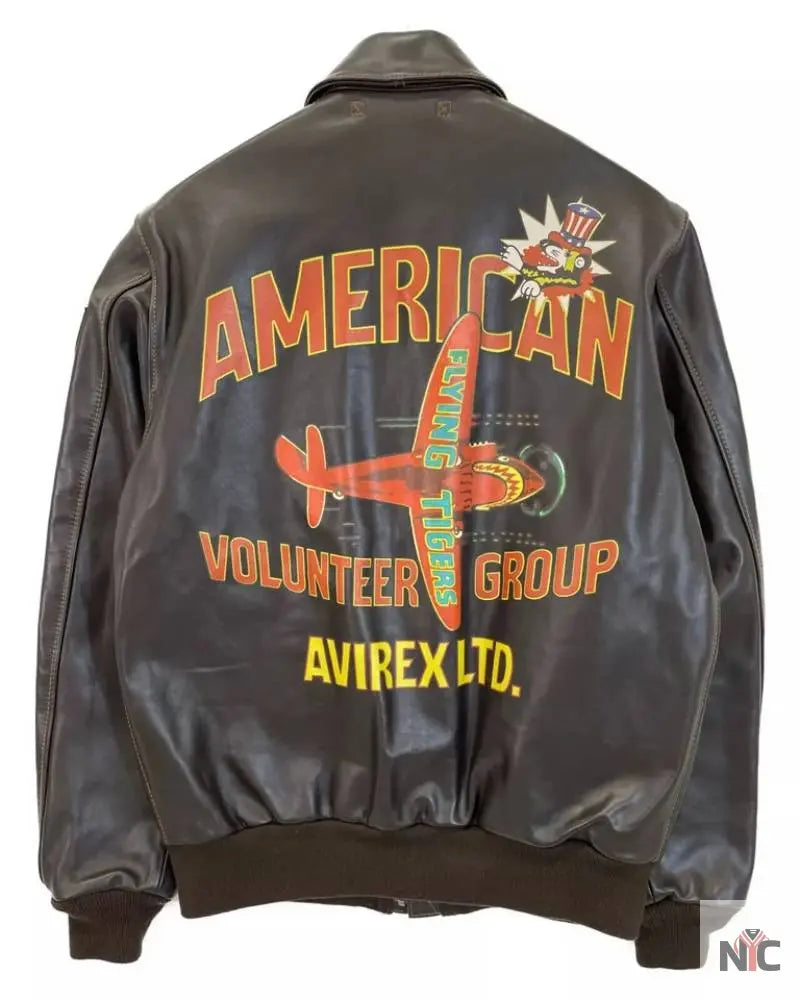 Avirex Inspired American Volunteer Group Horsehide A-2 Brown Jacket