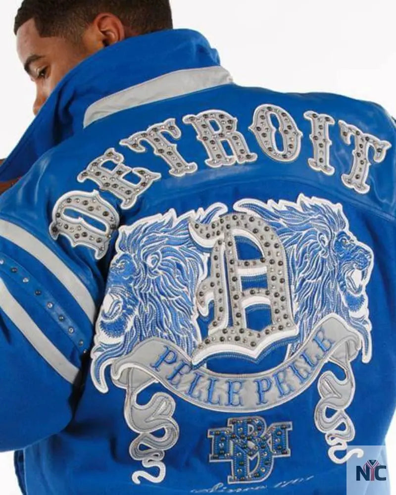 Blue Detroit Lions Pelle Pelle Inspired Leather Jacket