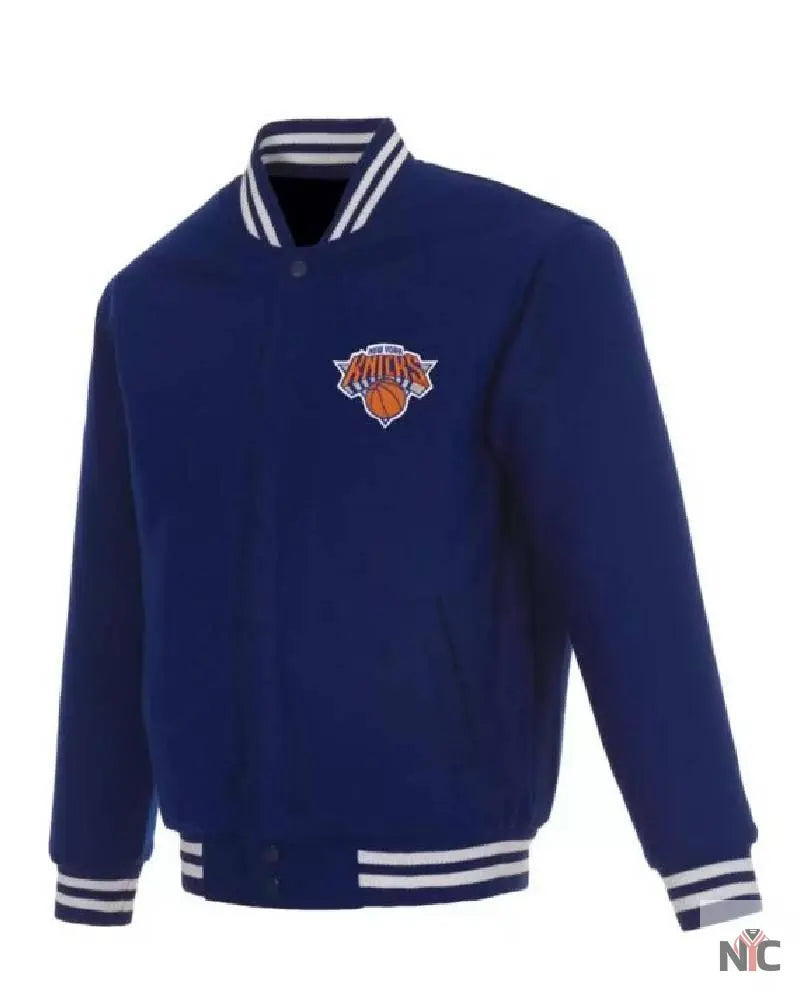 Blue NBA Jeff Hamilton New York Knicks Inspired Varsity Jacket