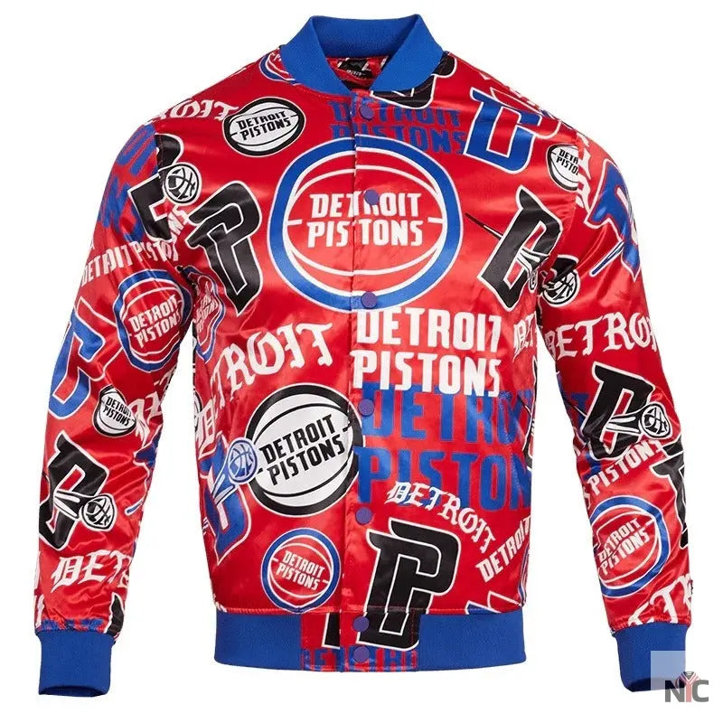 Detroit Pistons Inspired Aop Satin Varsity Jacket