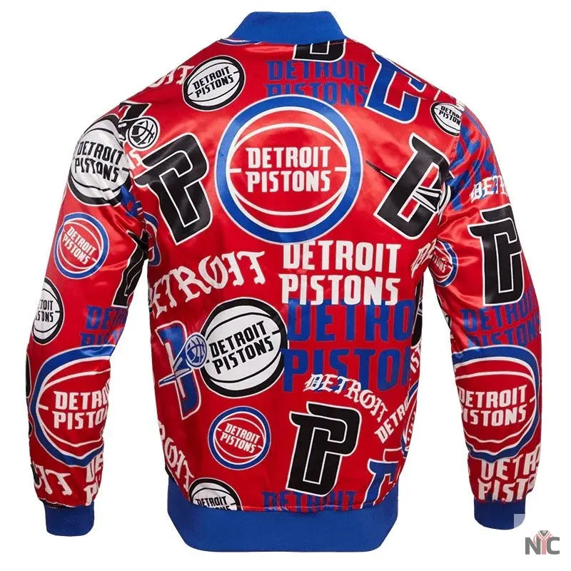 Detroit Pistons Inspired Aop Satin Varsity Jacket