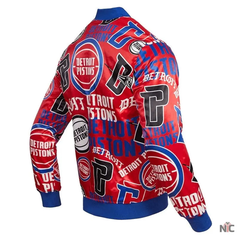 Detroit Pistons Inspired Aop Satin Varsity Jacket