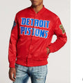 Detroit Pistons Inspired Big Logo Black Satin Jacket
