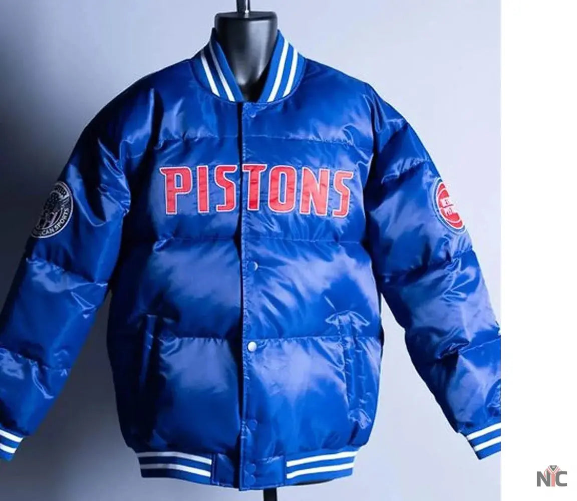 Detroit Pistons Inspired Blue Down Bubble Jacket