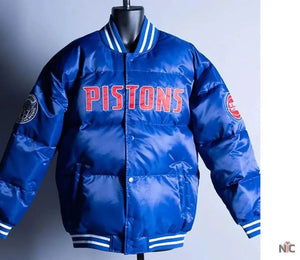 Detroit Pistons Inspired Blue Down Bubble Jacket