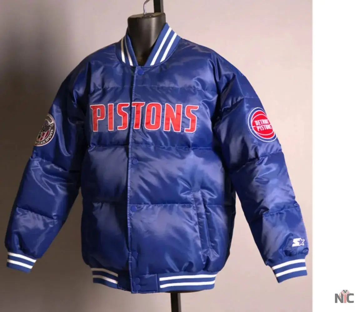 Detroit Pistons Inspired Blue Down Bubble Jacket