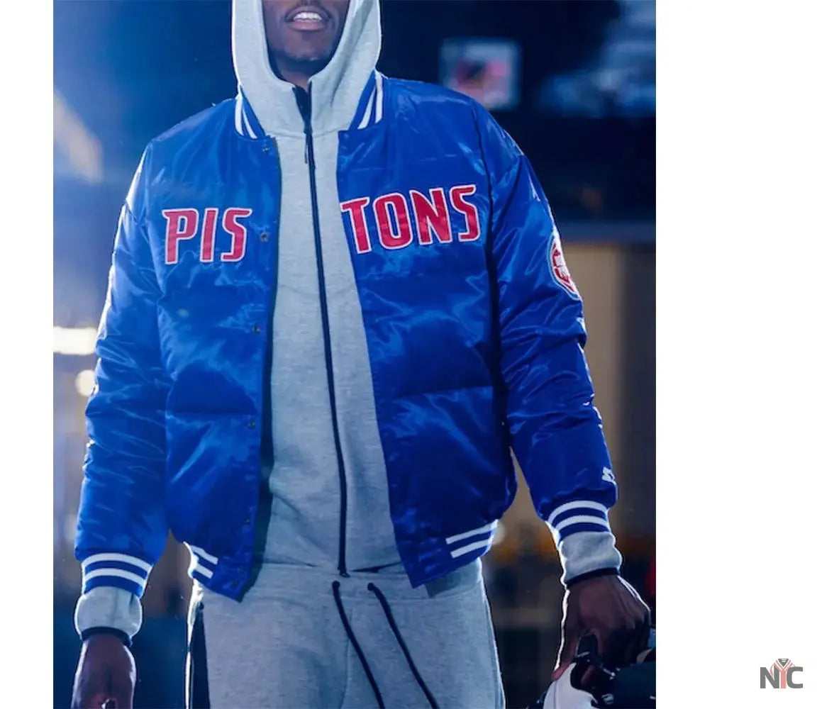 Detroit Pistons Inspired Blue Down Bubble Jacket