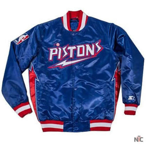 Detroit Pistons Inspired Classic Varsity Satin Jacket