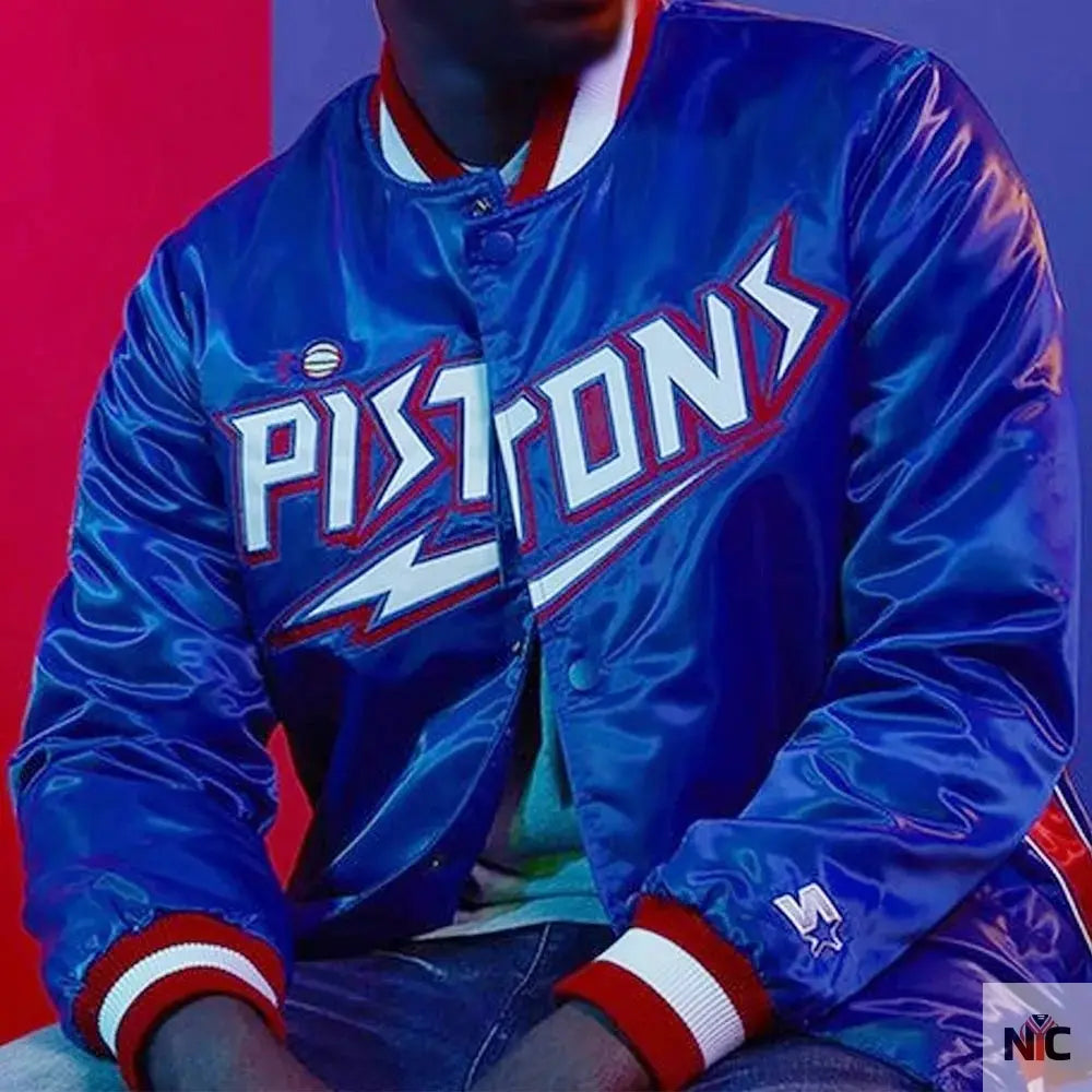 Detroit Pistons Inspired Classic Varsity Satin Jacket