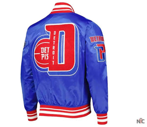 Detroit Pistons Inspired Finals 3x Champions Mash Up Satin Jacket
