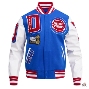 Detroit Pistons Inspired Mash Up Varsity Jacket