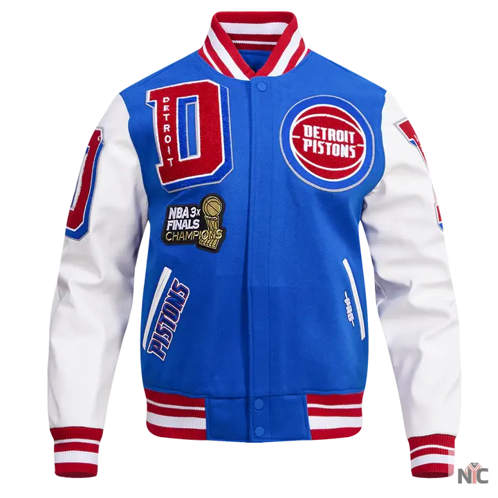 Detroit Pistons Inspired Mash Up Varsity Jacket