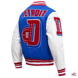 Detroit Pistons Inspired Mash Up Varsity Jacket