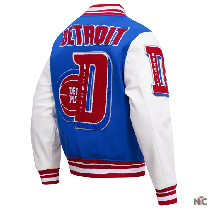 Detroit Pistons Inspired Mash Up Varsity Jacket