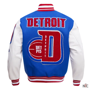 Detroit Pistons Inspired Mash Up Varsity Jacket