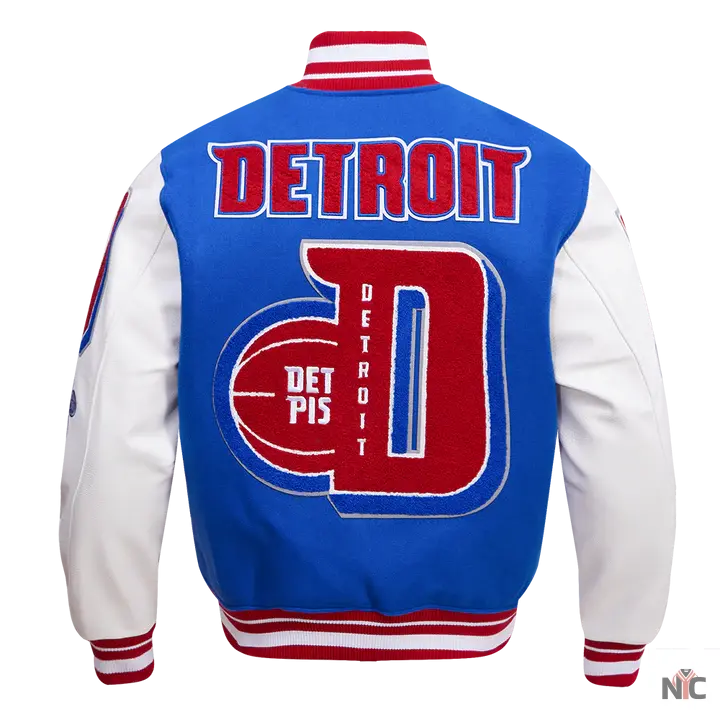Detroit Pistons Inspired Mash Up Varsity Jacket
