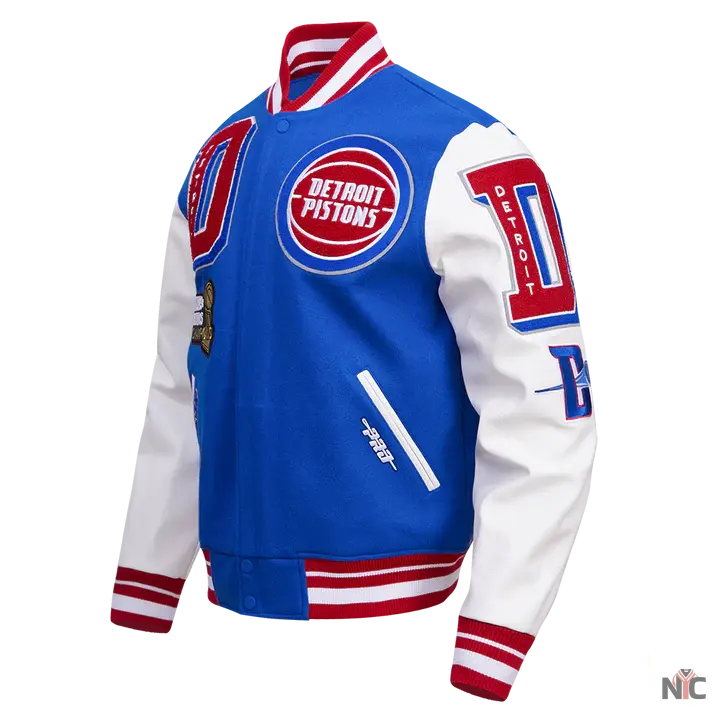 Detroit Pistons Inspired Mash Up Varsity Jacket