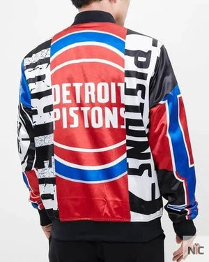 Detroit Pistons Inspired Mashup Satin Varsity Jacket