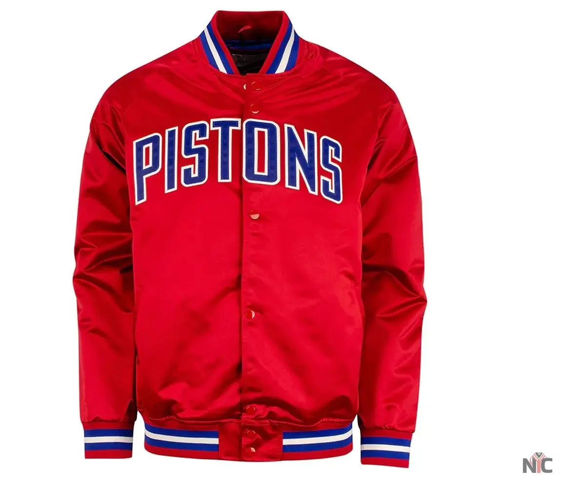 Detroit Pistons Inspired Red Lightweight Satin Jacket