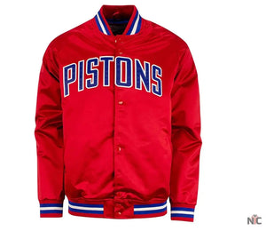 Detroit Pistons Inspired Red Lightweight Satin Jacket