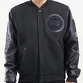 Detroit Pistons Inspired Triple Black Wool Varsity Jacket