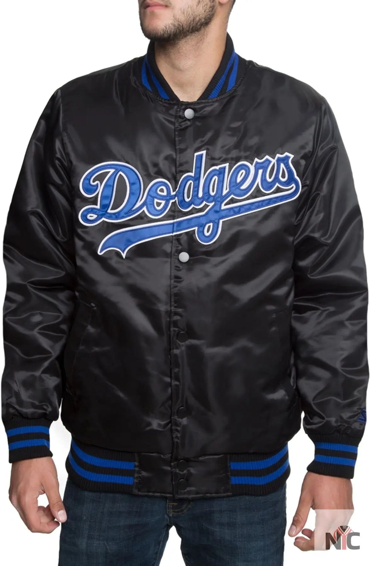 Dodgers Inspired Black Satin Jacket
