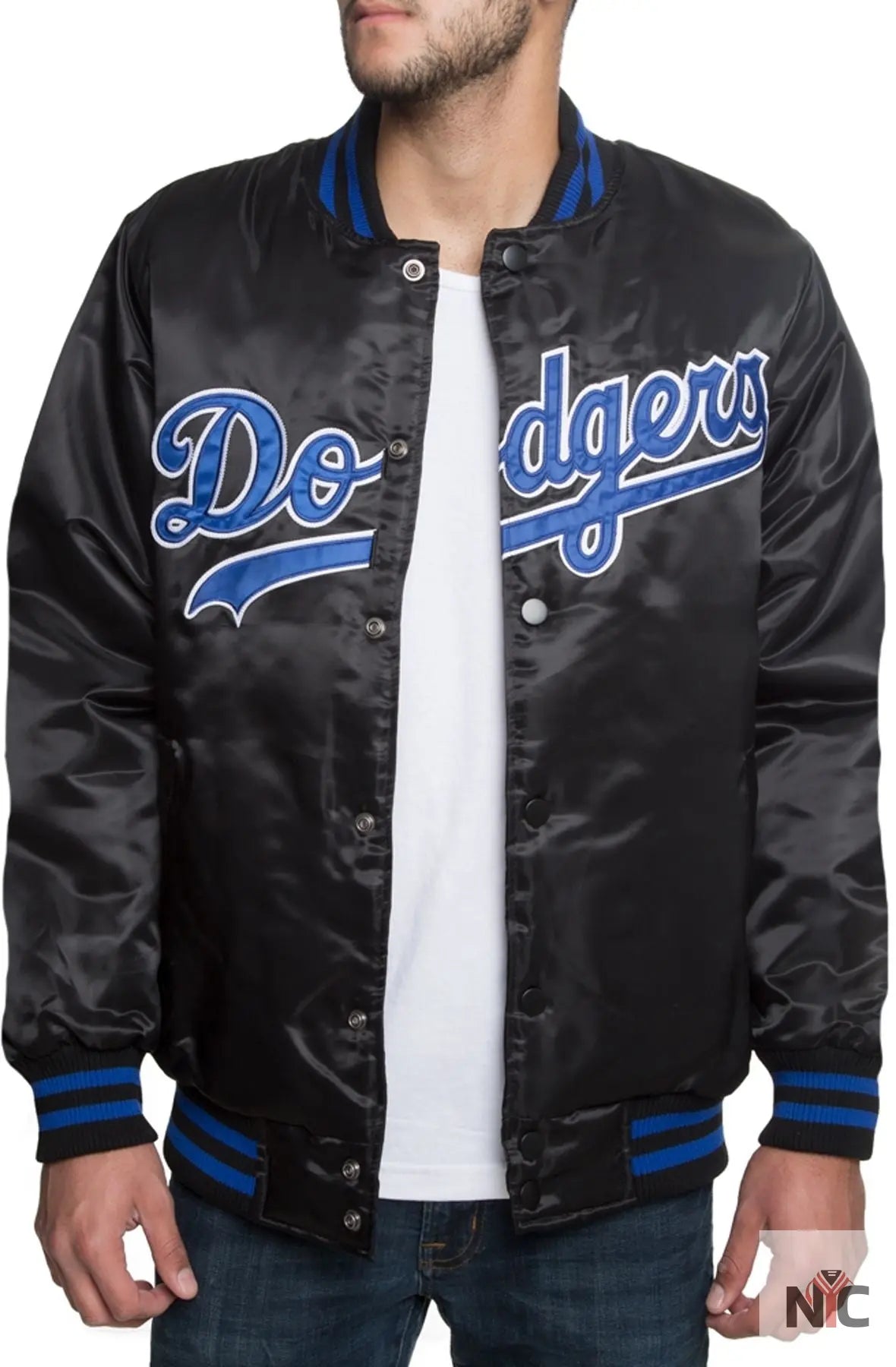 Dodgers Inspired Black Satin Jacket