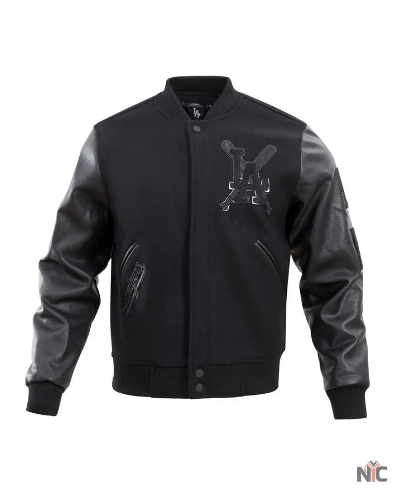 Dodgers Inspired Pro Triple Black Wool Varsity Jacket