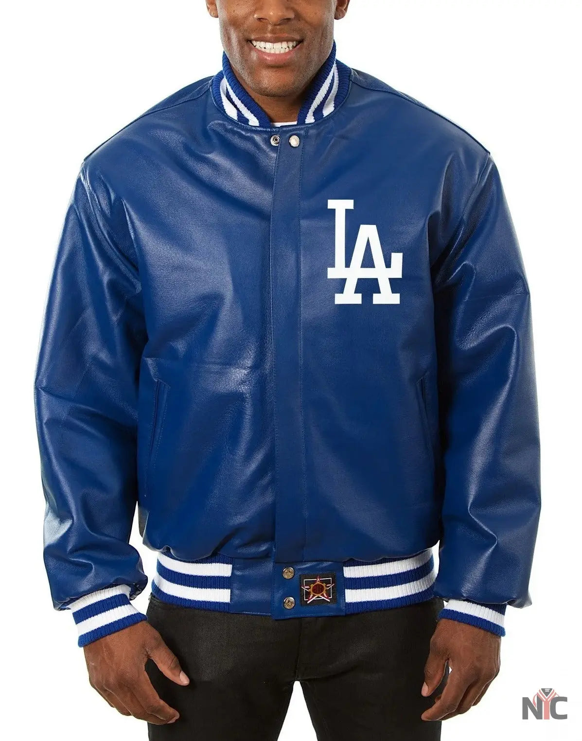 Dodgers Inspired Royal Blue Bomber Leather Jacket
