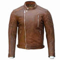 Goldtop Bobber Armoured Brown Leather Jacket